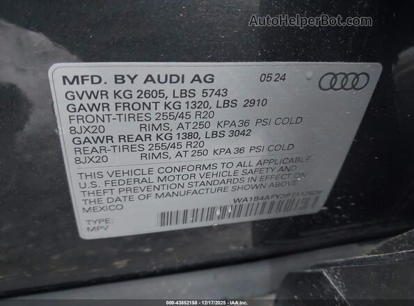 WA1B4AFY3R2112626 2024 AUDI SQ5 Gray Vista del compartimento del motor