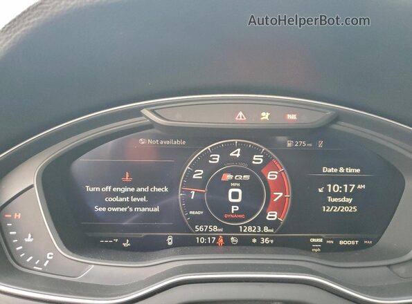 WA1B4AFY9L2123363 2020 AUDI SQ5 Gray Սարքավորումների վահանակի տեսք
