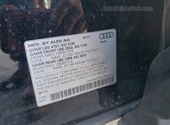 WA1BCCFS3JR001354 2018 AUDI Q3 Black 