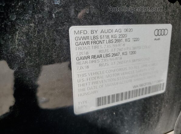 WA1BECF35L1113660 2020 AUDI Q3 Black Панорамний вид салону 360°