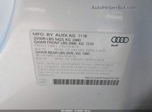 WA1C2AFP7HA078180 2017 AUDI Q5 Silver Engine compartment view