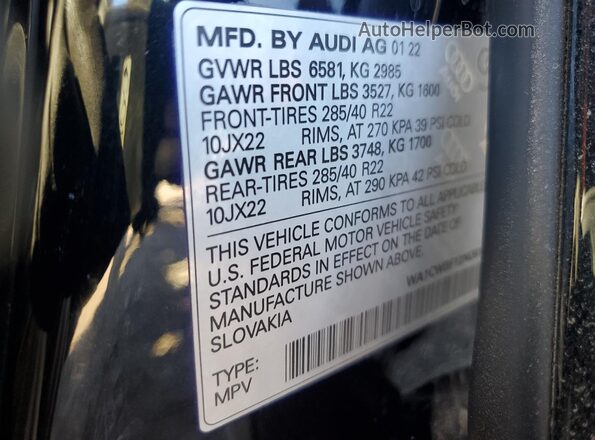WA1CWBF12ND014645 2022 AUDI SQ8 Black Engine compartment view