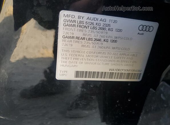 WA1DECF30M1054382 2021 AUDI Q3 Black Вид наклейки з VIN-кодом