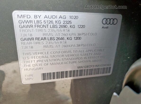 WA1DECF31M1036344 2021 AUDI Q3 Gray Вид підкапотного простору