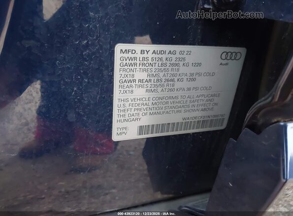 WA1DECF31N1086792 2022 AUDI Q3 Blue Widok komory silnika