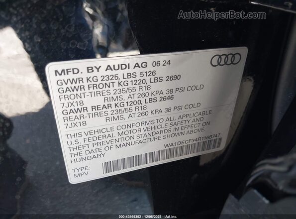 WA1DECF34R1168747 2024 AUDI Q3 Black 