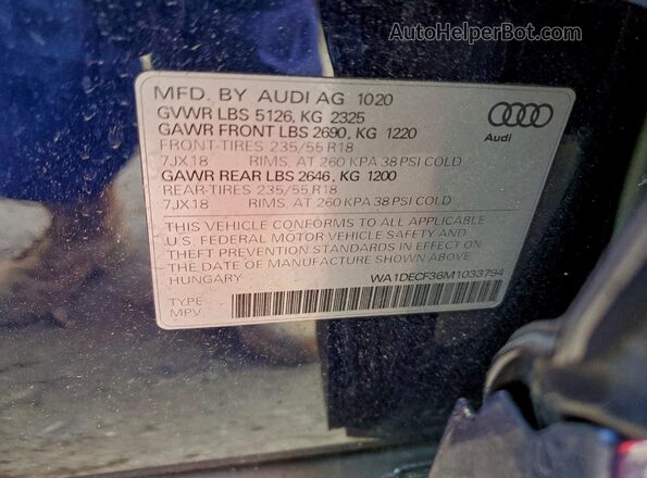 WA1DECF36M1033794 2021 AUDI Q3 Blue Սալոնի 360 աստիճան տեսք