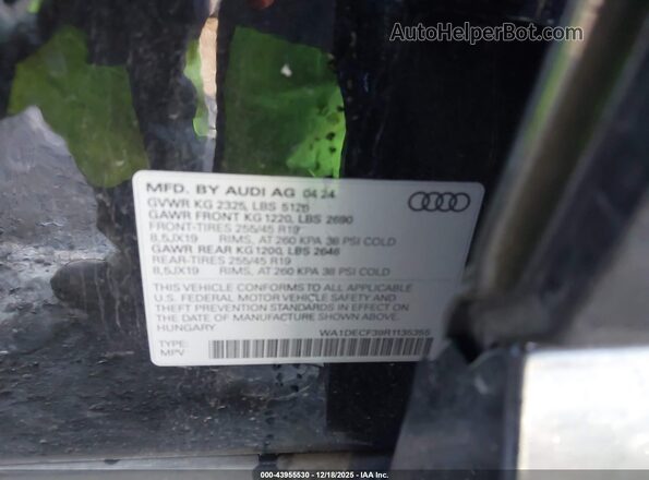 WA1DECF39R1135355 2024 AUDI Q3 Black ძრავის განყოფილების ხედი