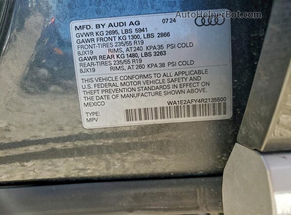 WA1E2AFY4R2135500 2024 AUDI Q5 Серый Вид наклейки с VIN-кодом