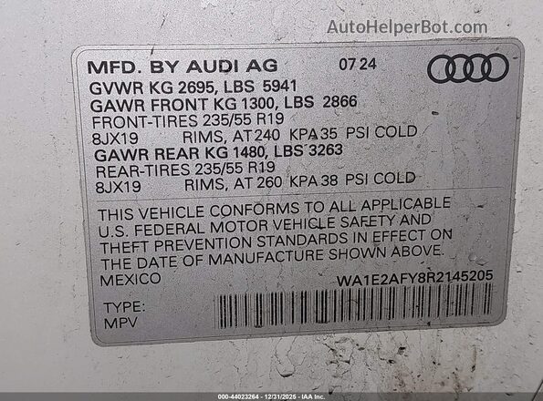 WA1E2AFY8R2145205 2024 AUDI Q5 White 