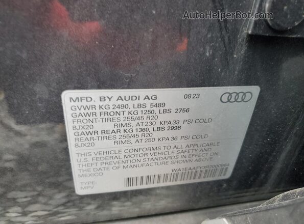 WA1EAAFY3R2000964 2024 AUDI Q5 Gray სალონის 360-გრადუსიანი ხედი