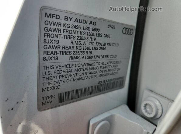 WA1EAAGUXS2060337 2025 AUDI Q5 White 