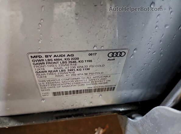 WA1ECCFS5JR009274 2018 AUDI Q3 Silver 