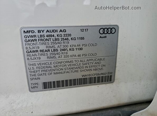 WA1ECCFS9JR021332 2018 AUDI Q3 White 