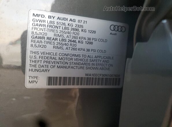 WA1EECF30N1007620 2022 AUDI Q3 Серый Вид подкапотного пространства