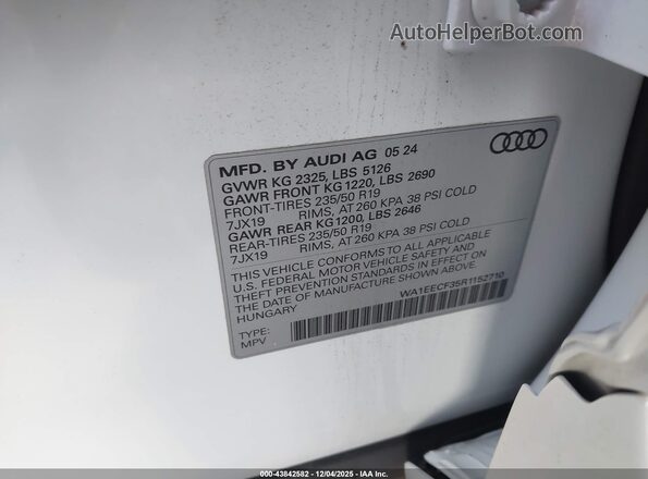 WA1EECF35R1152710 2024 AUDI Q3 Белый 