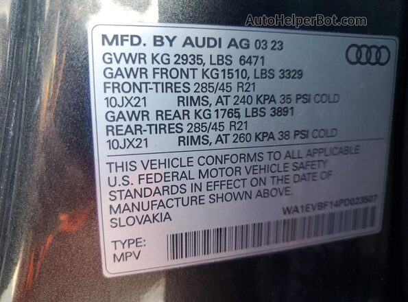 WA1EVBF14PD023507 2023 AUDI Q8 Серый 