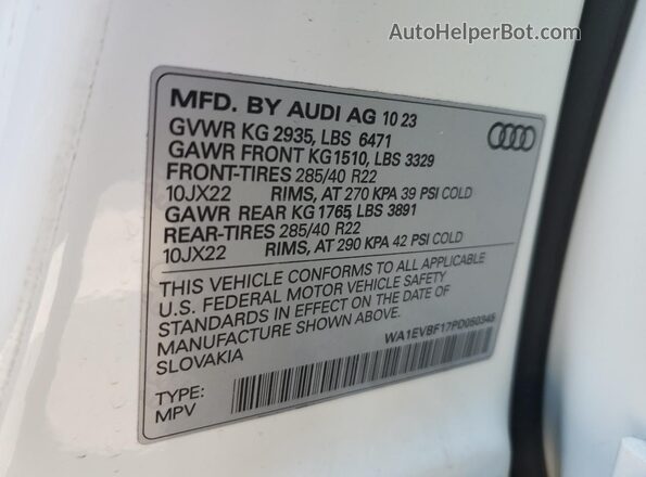 WA1EVBF17PD050345 2023 AUDI Q8 White 