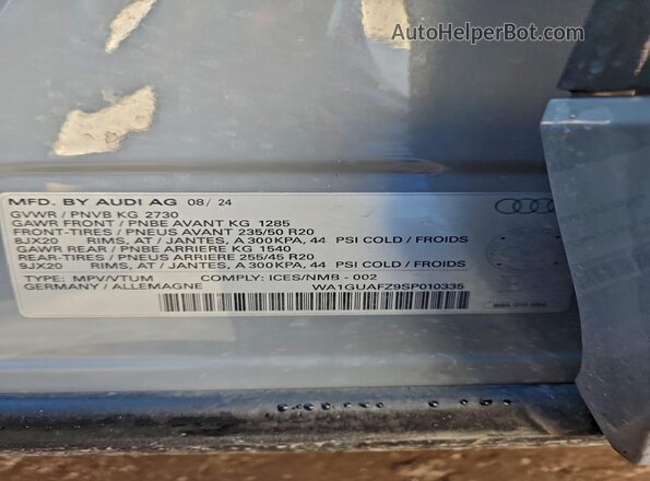 WA1GUAFZ9SP010335 2025 AUDI Q4 Gray 