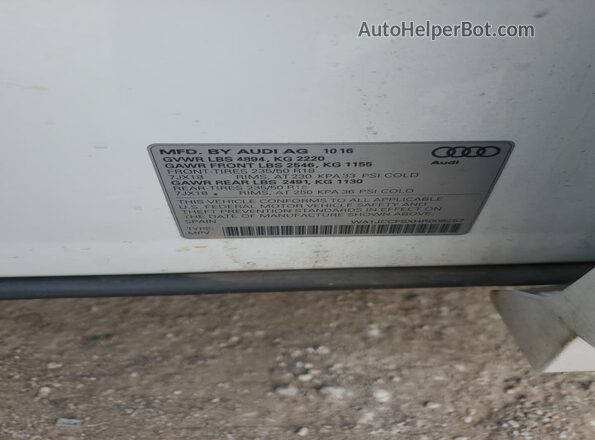 WA1JCCFSXHR008257 2017 AUDI Q3 Белый Вид наклейки с VIN-кодом