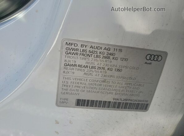 WA1L2BFP4GA086936 2016 AUDI Q5 White 