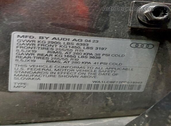 WA1LCBF72PD019943 2023 AUDI Q7 Gray Панорамний вид салону 360°