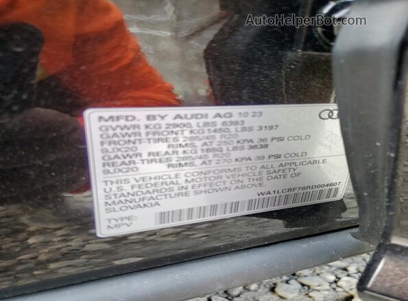 WA1LCBF76RD004607 2024 AUDI Q7 Black Вид наклейки з VIN-кодом