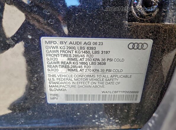 WA1LCBF77PD026869 2023 AUDI Q7 Black VIN sticker view