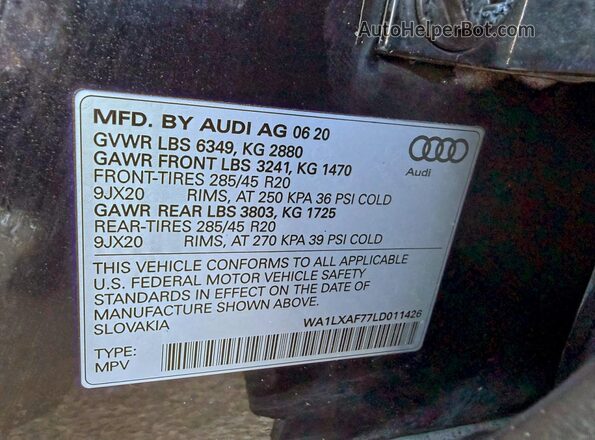WA1LXAF77LD011426 2020 AUDI Q7 Black Հետևի նստատեղերի տեսք