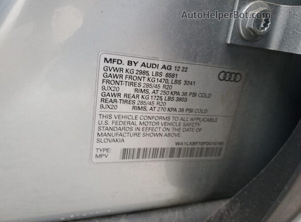 WA1LXBF73PD010768 2023 AUDI Q7 Gray Widok naklejki z numerem VIN