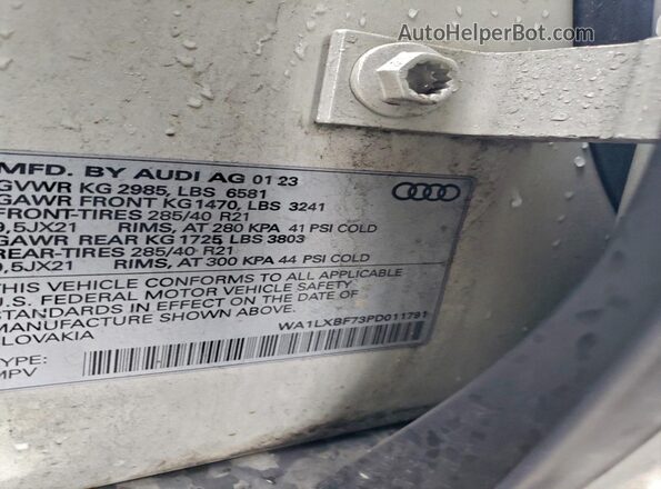 WA1LXBF73PD011791 2023 AUDI Q7 Beige VIN կոդի պիտակի տեսք