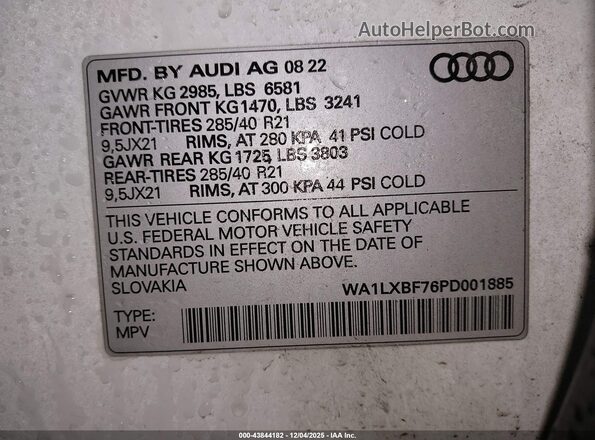 WA1LXBF76PD001885 2023 AUDI Q7 White Engine compartment view