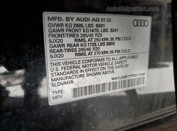 WA1LXBF77PD011048 2023 AUDI Q7 Black Սալոնի 360 աստիճան տեսք