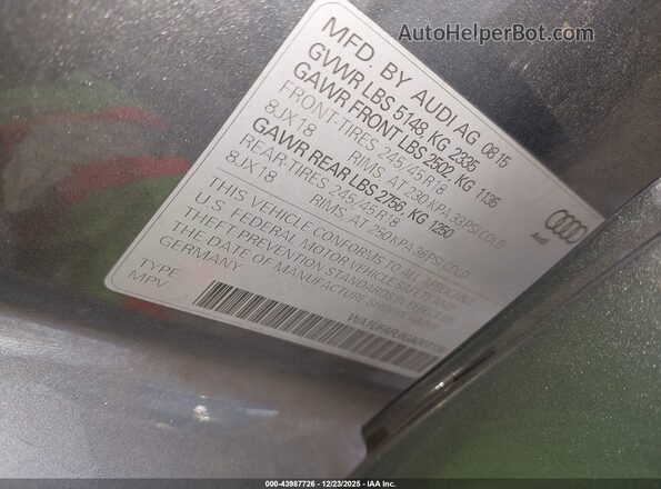 WA1UFAFL6GA007136 2016 AUDI ALLROAD Gray Շարժիչի բաժամունքի տեսք