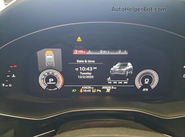 WA1VXAF73LD008984 2020 AUDI Q7 White ხელსაწყოთა პანელის ხედი