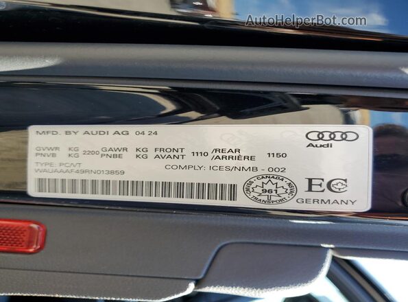 WAUAAAF49RN013859 2024 AUDI OTHER Black 