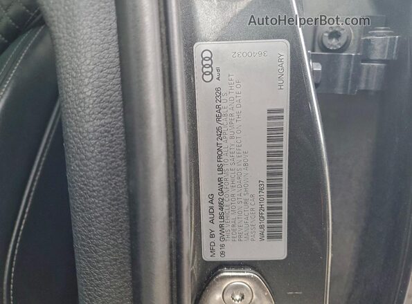 WAUB1GFF2H1017637 2017 AUDI S3 Gray Engine compartment view