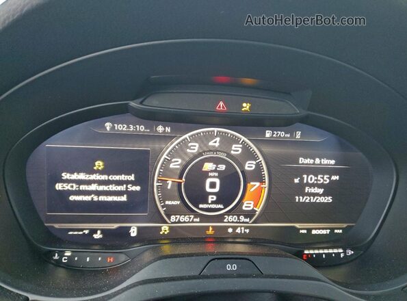 WAUB1GFF2H1017637 2017 AUDI S3 Gray Instrument cluster view
