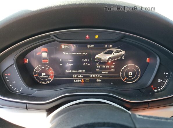 WAUB4AF47KA116240 2019 AUDI S4 Gray Instrument cluster view