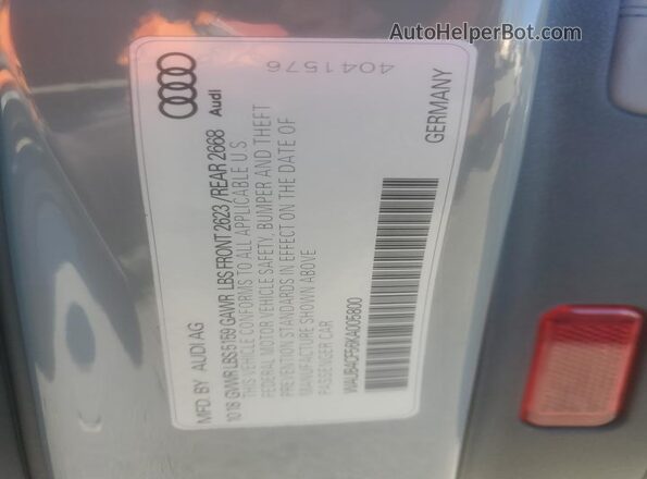 WAUB4CF56KA005800 2019 AUDI S5 Gray Вид наклейки з VIN-кодом