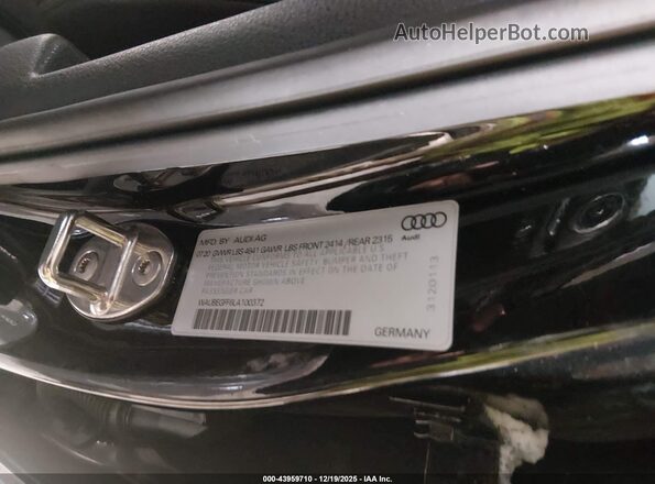 WAUBEGFF6LA100372 2020 AUDI OTHER Black ძრავის განყოფილების ხედი
