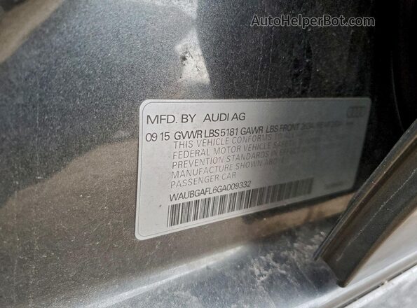 WAUBGAFL6GA009332 2016 AUDI S4 Gray Vista del compartimento del motor