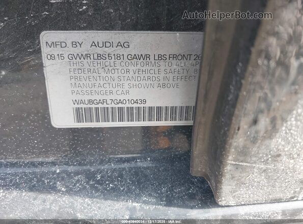 WAUBGAFL7GA010439 2016 AUDI S4 Black Widok komory silnika