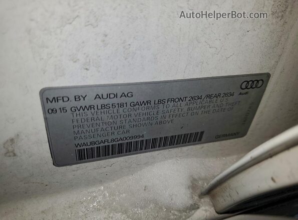WAUBGAFL8GA009994 2016 AUDI S4 White Widok komory silnika