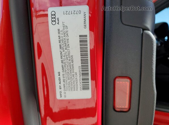 WAUC4CF51NA025123 2022 AUDI S5 Red Engine compartment view