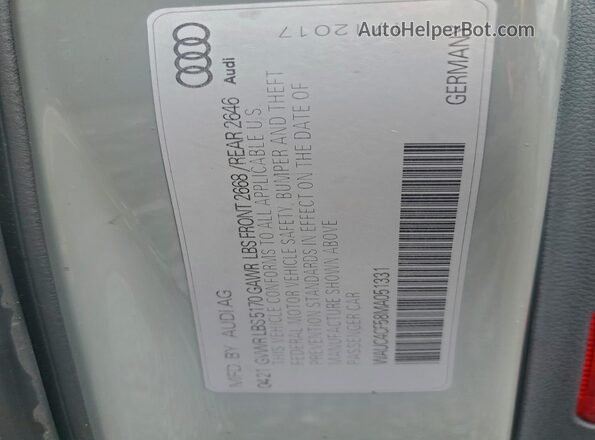 WAUC4CF58MA051331 2021 AUDI S5 Серый Вид наклейки с VIN-кодом