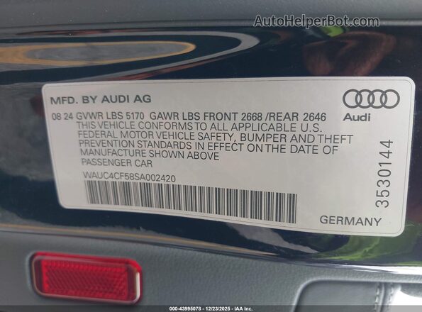 WAUC4CF58SA002420 2025 AUDI S5 Black Engine compartment view