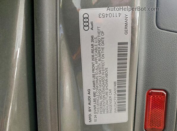 WAUDACF51SA007486 2025 AUDI OTHER Gray VIN կոդի պիտակի տեսք