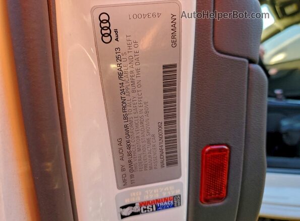 WAUDNAF41LN007062 2020 AUDI OTHER White ძრავის განყოფილების ხედი