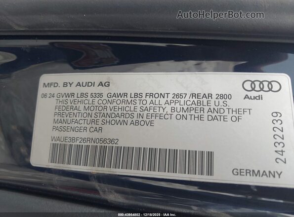 WAUE3BF26RN056362 2024 AUDI OTHER Blue Вид підкапотного простору